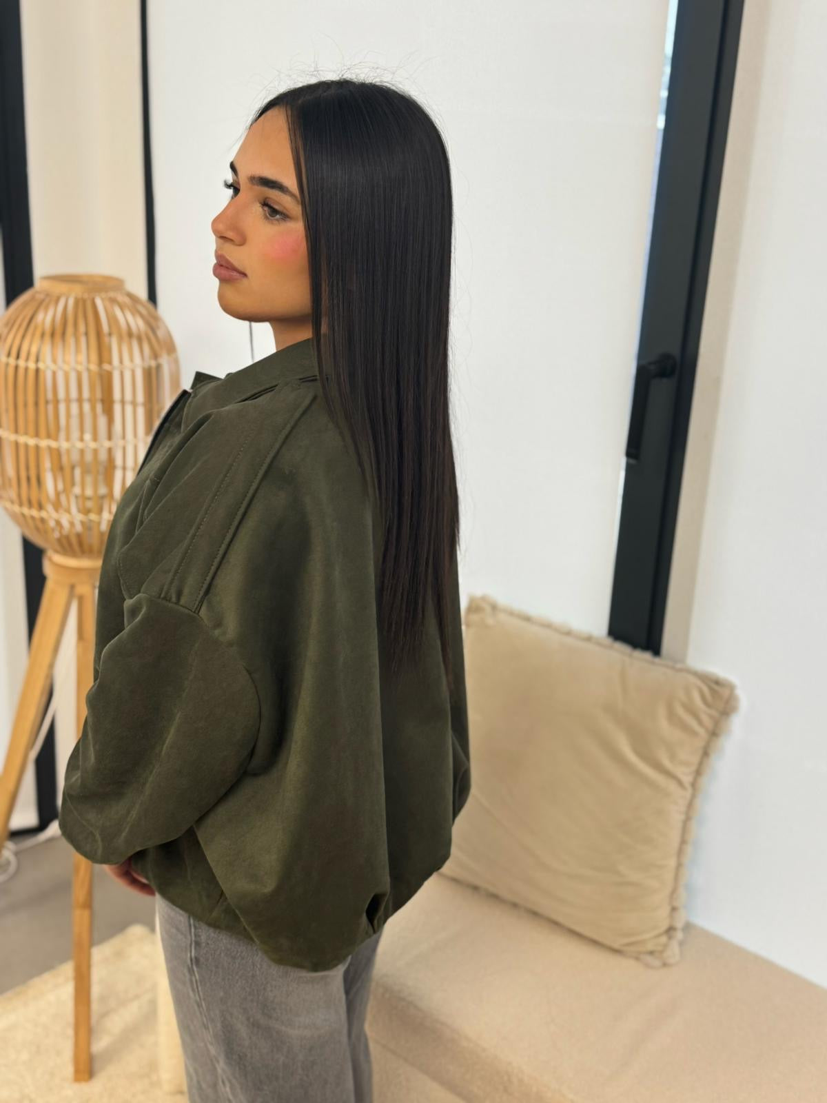 Bombers en suédine kaki