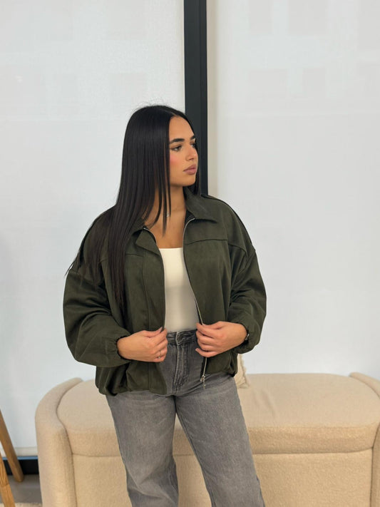 Bombers en suédine kaki