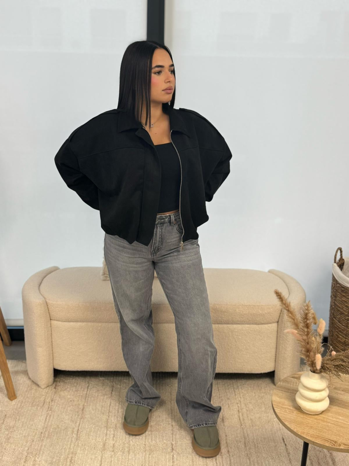 Bombers en suédine noir