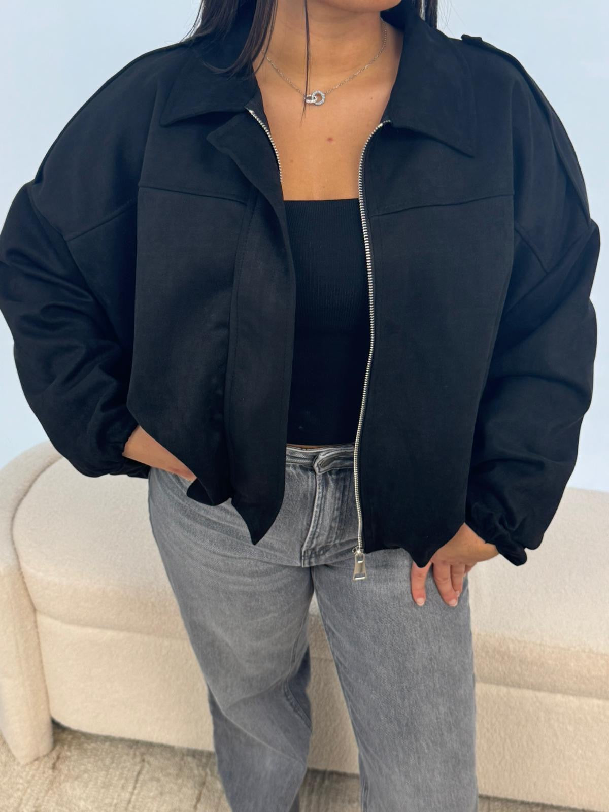 Bombers en suédine noir